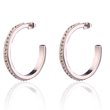 Invisible Setting Hollow Stainless Steel Hoop Earrings for girls