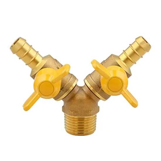 Y-type 3 Way Hose Connector Brass Gas Valve