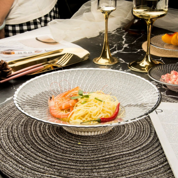 Wholesale Luxury Round Embossed Gold Rim Fruit Salad Bowls & Dinner Plates