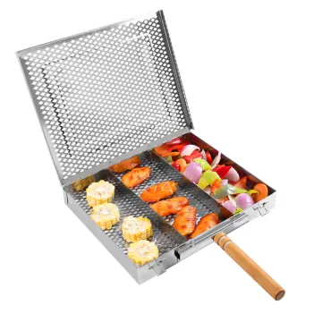 304 Stainless Steel Outdoor BBQ Fish Cage Grilling Basket