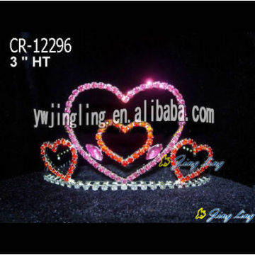 Corazón rosa diamantes de imitación Crown Tiaras para niños