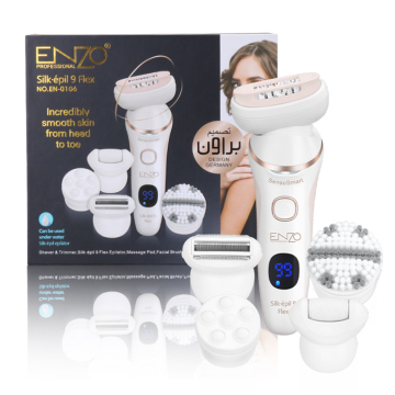 ENZO Professional 5-in-1 Portable Epilator, Shaver, Facial Cleansing Brush & Massager