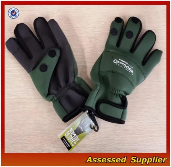 2 mm Good protective 3 cut finger Neoprene Fishing gloves QHJT-3