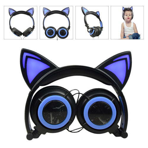 Headphone musik stereo kabel telinga kucing yang populer