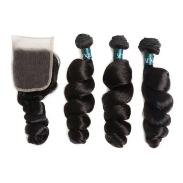 Factory Wholesale Cuticle Aligned Grade 10A Peruvian Deep Loose Wave Virgin Hair Bundles With Closure