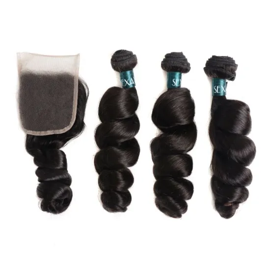 Factory Wholesale Cuticle Aligned Grade 10A Peruvian Deep Loose Wave Virgin Hair Bundles With Closure