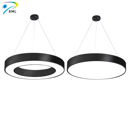 600mm Hollow Ring LED Pendant Light - Industrial Style Black Round Light
