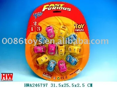 Various pull back toy cars