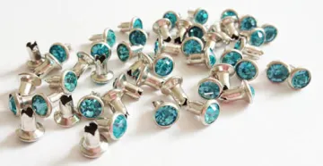 7mm Rhinestone Rivets with Aquamarine Glass Stone