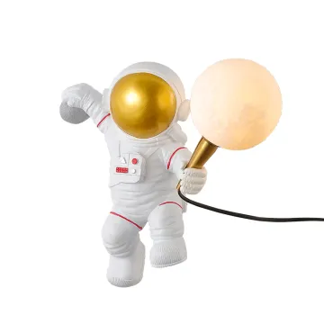 Nordic Style LED 3D Astronaut Wall Lamps - Modern Moon Catching Decoration for Bedroom