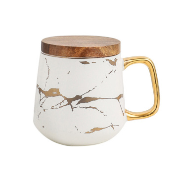 Nordic Luxury Marble Tea Milk Coffee Mug with Lid and Spoon