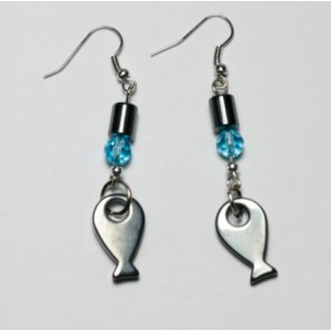 Hematite Earring with silver color finding