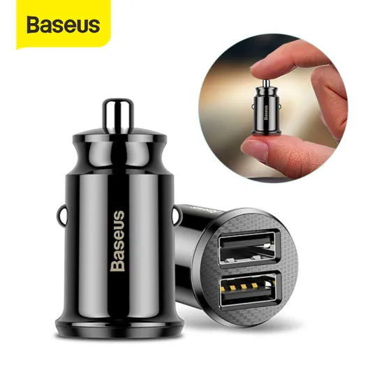 Baseus Mini Car Charger For iPhone Xr X 8 7 6 Dual USB Car Charger for Samsung Note 9 Xiaomi Mi 9 Huawei 3.1A Car Phone Charger