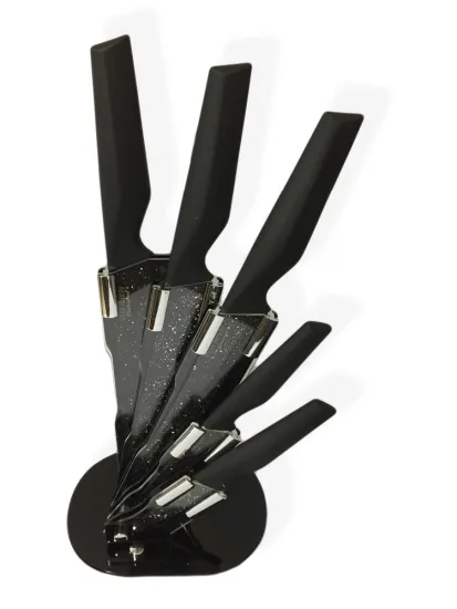 6pcs TPR Handle And No-stick Blade knife Set With Acrylic Block