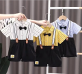 Suspender Rompers Breathable Stripes Bowknot Baby Carments