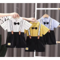 Suspender Rompers Breathable Stripes Bowknot Baby Carments