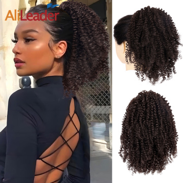 ALILEADER TOP GRADE 9.8 pouces Puffle Curly Synthétique Synthétique Court-craquille Ponytail Extension pour les femmes