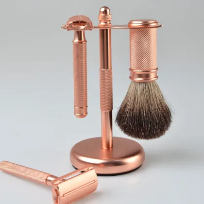 Classic Black Safety Razor Set with Black Badger Shaving Brush