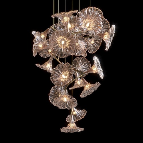 Chandelier en verre en verre en verre de fleur de trompette décorative intérieure