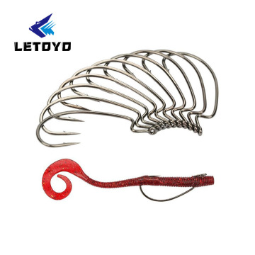 Letoyo Wide Worm Fishing Hook Set - High Carbon Steel for Bass Lure
