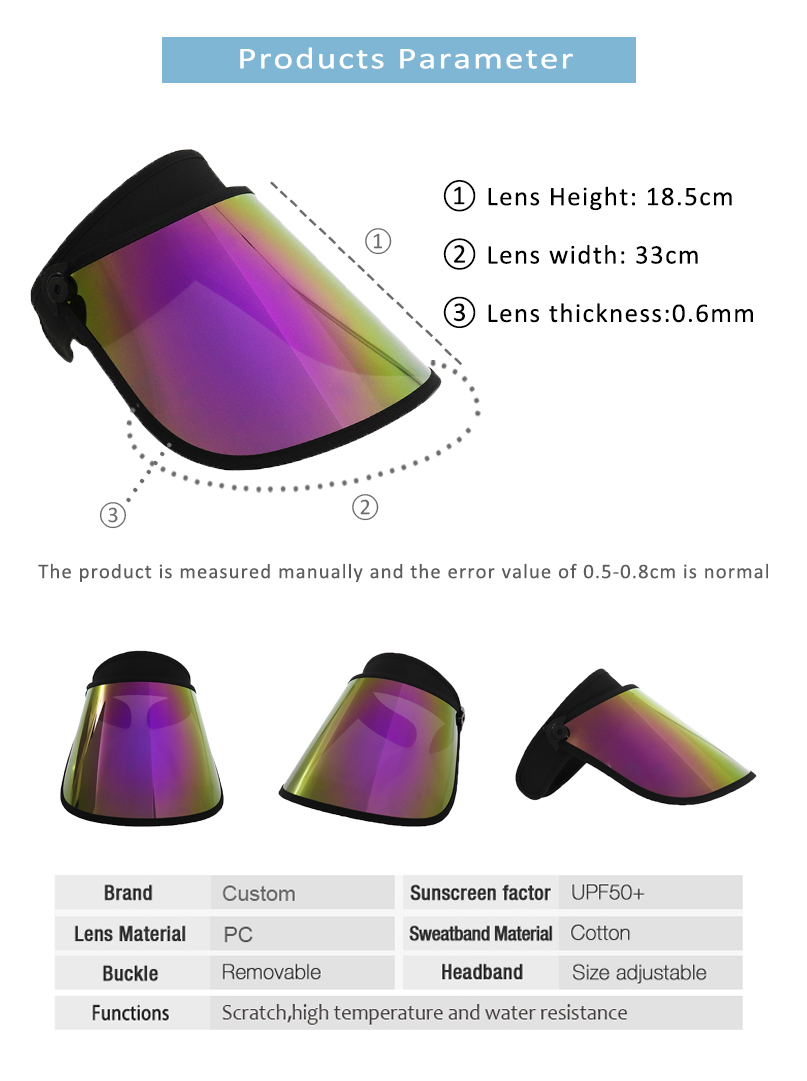 Purple Sun Visor Face Shield Supplier Sun Visor