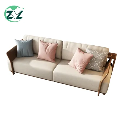 Linen Fabric Sofa Set Solid Wood Sectional Sofa