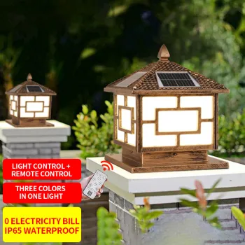 High-Power Solar-Powered IP65 Waterproof LED Pillar Light for Gates and Doors