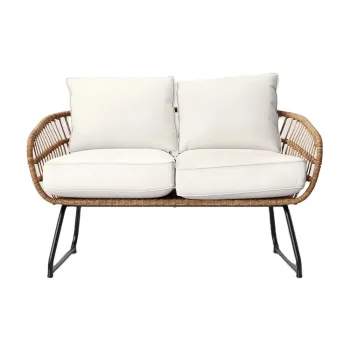 All-Weather Wicker Patio Loveseat Sofa with Thick Cushions