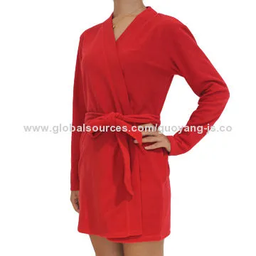 Women's red robe, made of 100% polyester