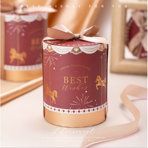 Lid and base pink cylinder packaging gift box