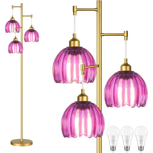 Glass Shade Mid Century Modern Floor Lamp