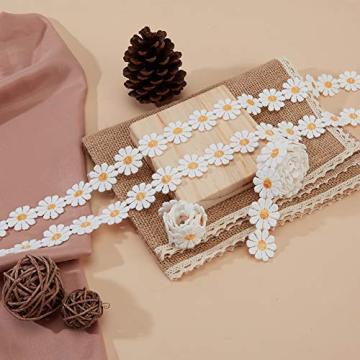 Ren Daisy Flower Ribbon Thêu Đám cưới nhựa