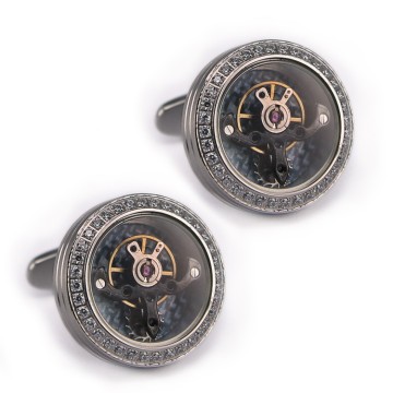 316L Stainless Steel Men Tourbillon Movement Cufflinks With Custom Your Logo