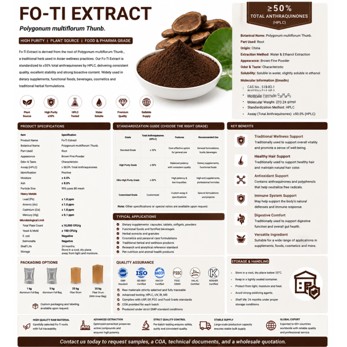 Ingrediente en polvo de extracto de Fo-Ti premium