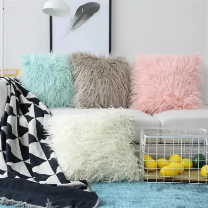 cushions home decor pillow pink 18"x18" 20"x20" mongolian faux fur pillow
