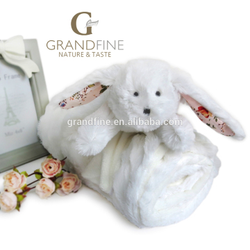 White rabbit newborn baby plush blanket american baby doll with EN71 test report and CE mark and Reach docs