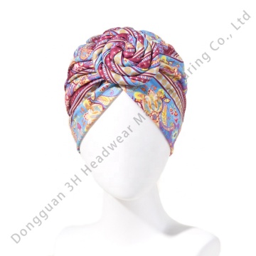 Custom Logo Silk Satin Muslim Headscarf with Elastic Band