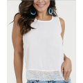 summer solid color with lace ruffles strap tops