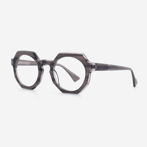 Hexagon and Irregular Dimensional Acetate Unisex Optical Frames 23A3197