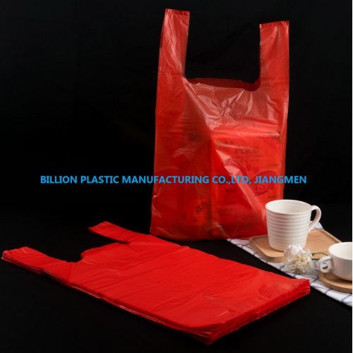 Red HDPE Vest Shopping Bag