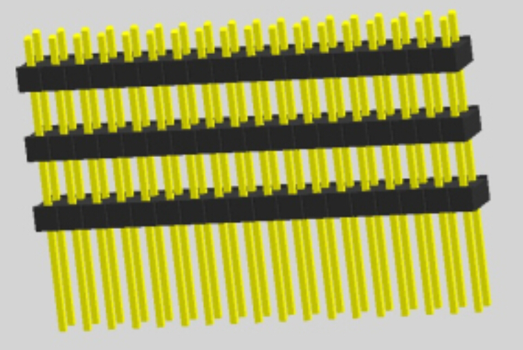 2,54mm Pin Header Dual Row Straight Triple Insulator