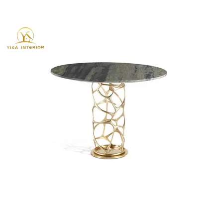 Roberto Cavalli Gold Round Mirrored Side Table