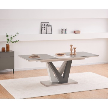 Tabela de jantar de cerâmica escassa elegante e salva-se espacial com design de extensão