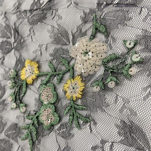 Elegant Multicolor Sequins Embroidery Fabric