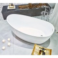 Freestanding Jetted Bathtub Simple White Bathroom Acrylic Oval Glossy Bathtub