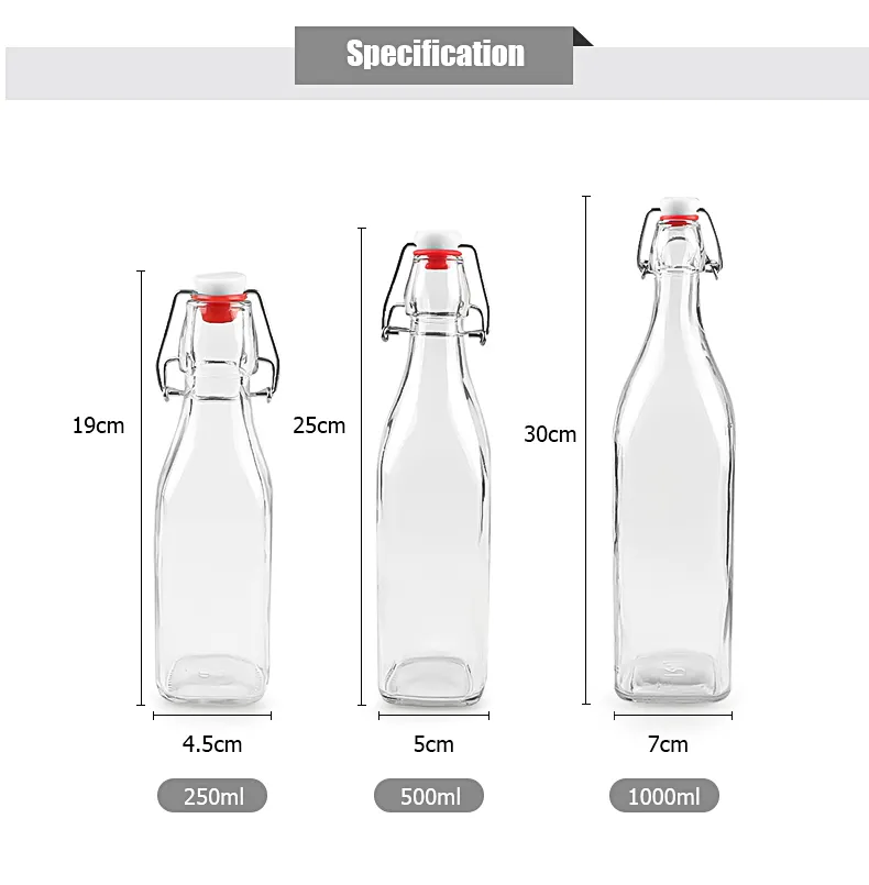 1000ml Square Shape Glass Bottle