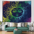 Sun Face Kleurrijke wandtapijten Mandala muur opknoping Indische Hippie Boheemse psychedelische Mystieke wandtapijten Home Decro