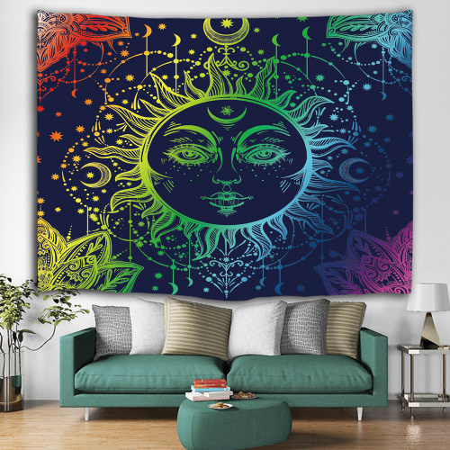 Sun Face Colorful Tapestry Mandala Wall Hanging Indian Hippie Bohemian Psychedelic Mystic Tapestry Home Decro