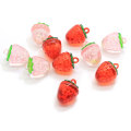 Acrylic Red Pink Artificial Craft Strawberry Cabochon Beads Kawaii 3D Fruit Keychain DIY Decoration Pendant Ornament Accessory