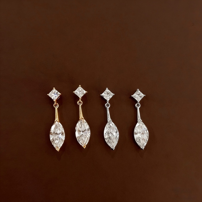 18K Lab Diamond Marquise Drop Studs B2B tùy chỉnh